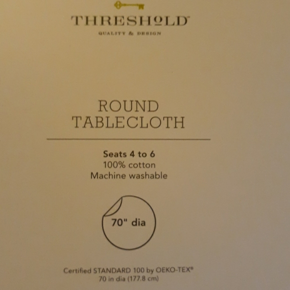 New Threshold Round Red/Plaid Tablecloth - Picture 3 of 4